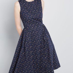Modcloth Navy Blue Brilliantly Bold Stars Dress XL